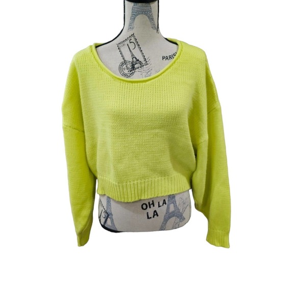 Emory Park Neon Knit Pullover Crop Sweater,‎ Size S Neon - Picture 1 of 7